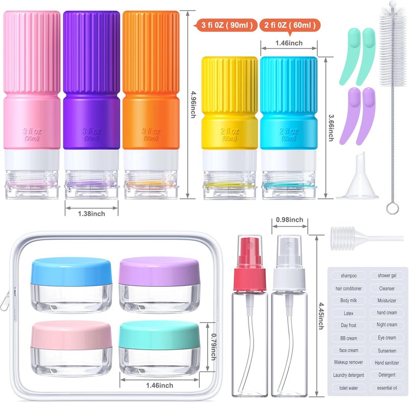 Tocelffe 19 pack Travel Bottles for Toiletries,TSA Approved Silicone Travel Containers for Toiletries,Leak Proof 3oz Refillable Liqus Shampoo And Conditioner Travel Essentials toiletr - Image 2